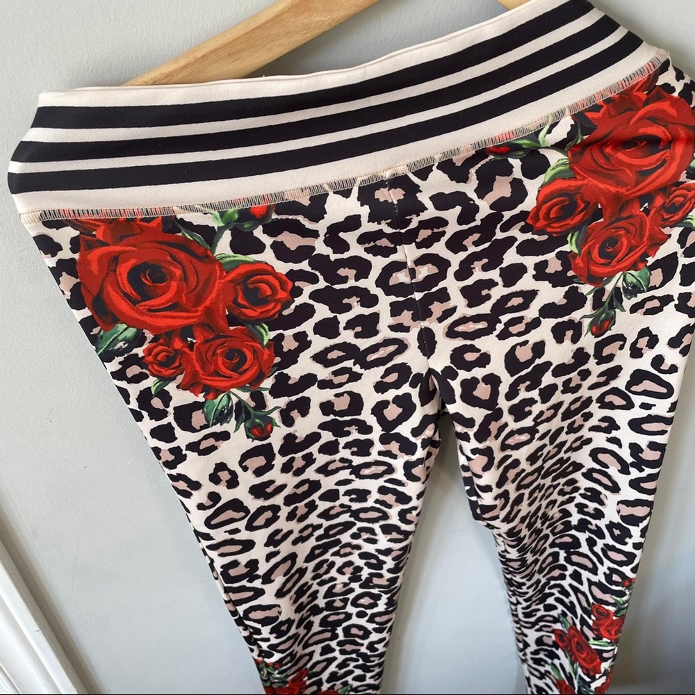 Fashion Nova Leopard and Rose Leggings Size Medium w/ Stretch